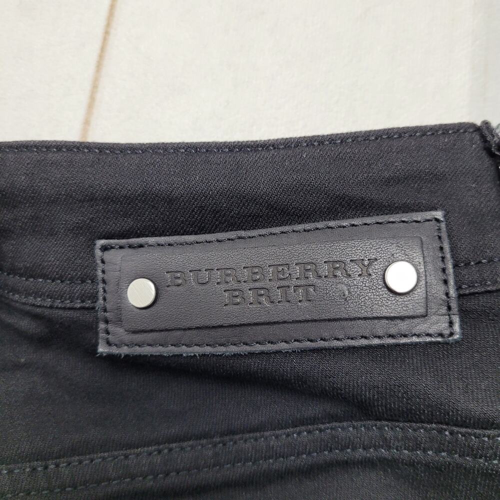 Burberry Brit black leather panel skinny jeans equestrian moto - Picture 10 of 10